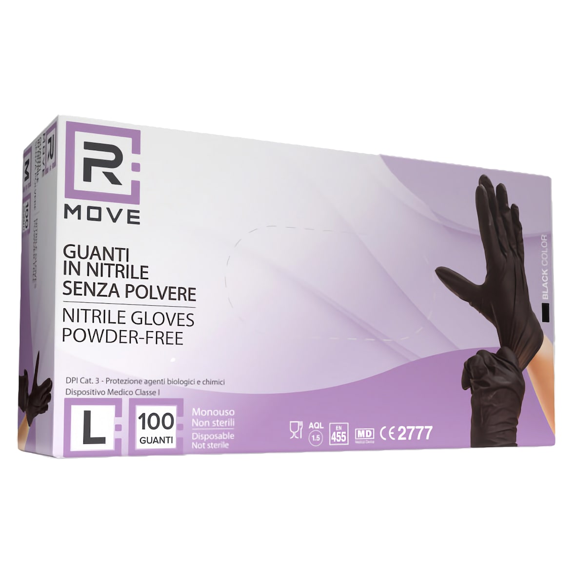 Guanti Nitrile Neri Cf.100 Tg. L Senza Polvere