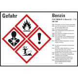 thumbnail of Dreifke® Aufkleber I Gefahrstoffetikett Benzin UN 1203, GefStoffV/GHS/CLP, 148x105mm, 4/Bogen