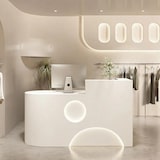 thumbnail of Kleine Empfangstheke, moderne Kassentheke und Rezeption, geeignet für Geschäfte, Kosmetikstudios und mehr Beige 100×60×100cm【M Paopao 100】