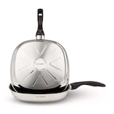 thumbnail of KLAMER 28cm Grillpfanne, antihaftbeschichtete Induktions-Pfannne, 28cm Viereckpfanne, Steakpfanne aus Edelstahl