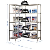 thumbnail of SimonRack Étagère d’Angle Métallique 2000x1400x400 mm, 10 Niveaux, Tablettes en Acier, 80 kg par Niveau, Galvanisé – Simoncorner