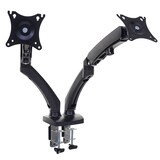 thumbnail of Suporte para monitor HWC-D39, VESA até 75x75/100x100mm montagem em orifícios inclinação giratória rotação até 9kg por braço ~ dois braços