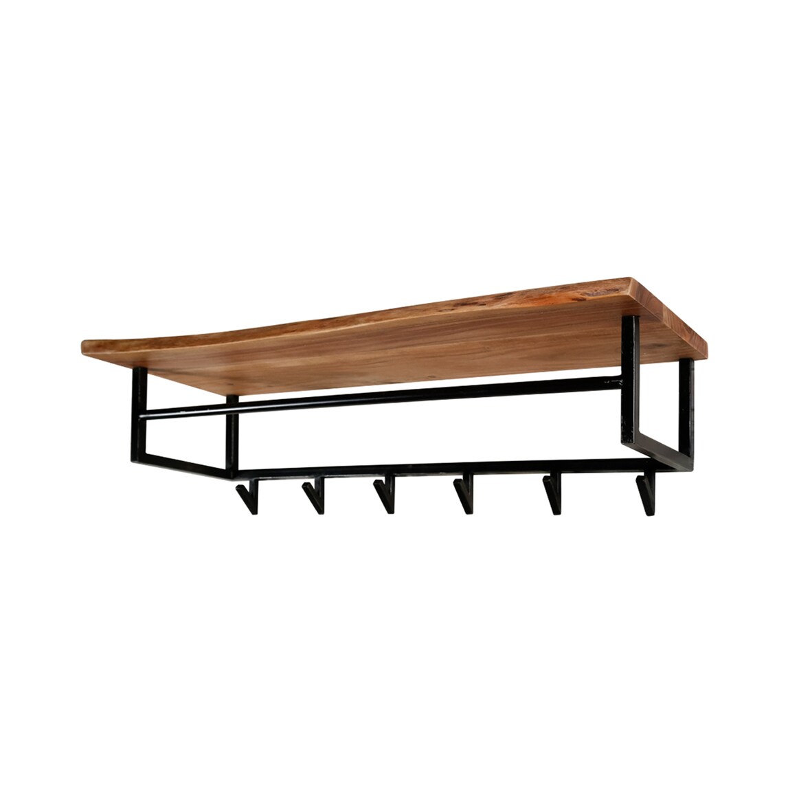 KAWOLA perchero NEREA perchero de metal acacia 6 ganchos negro