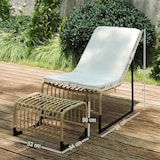 thumbnail of Lounge-Sessel Set mit Fußhocker PE-Rattan Cremeweiß 93x65x80 cm armlos mit fixierbarem Kissen UV-beständig Stahlgestell für Balkon Terrasse