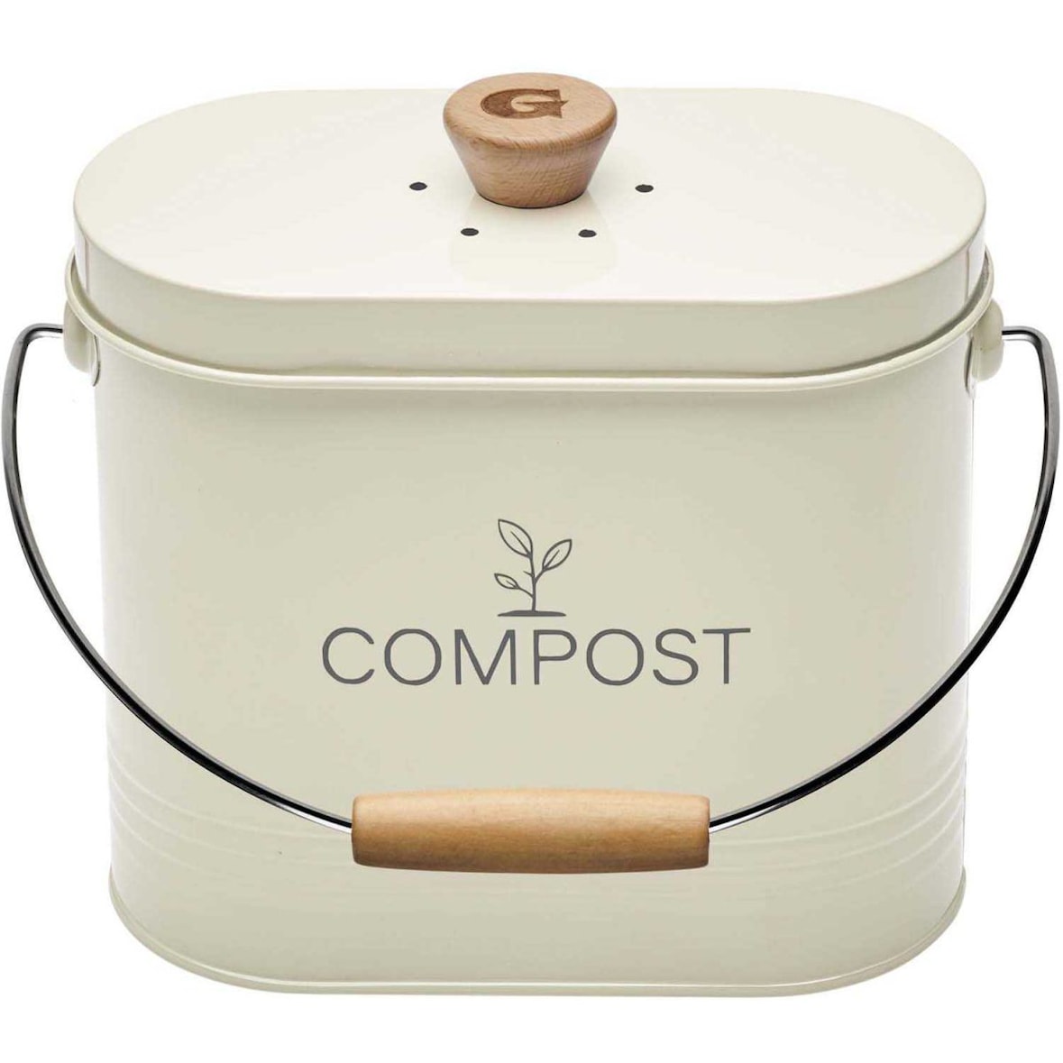 Composteur de cuisine ovale en métal avec filtre Crème - 3 litres Guillouard