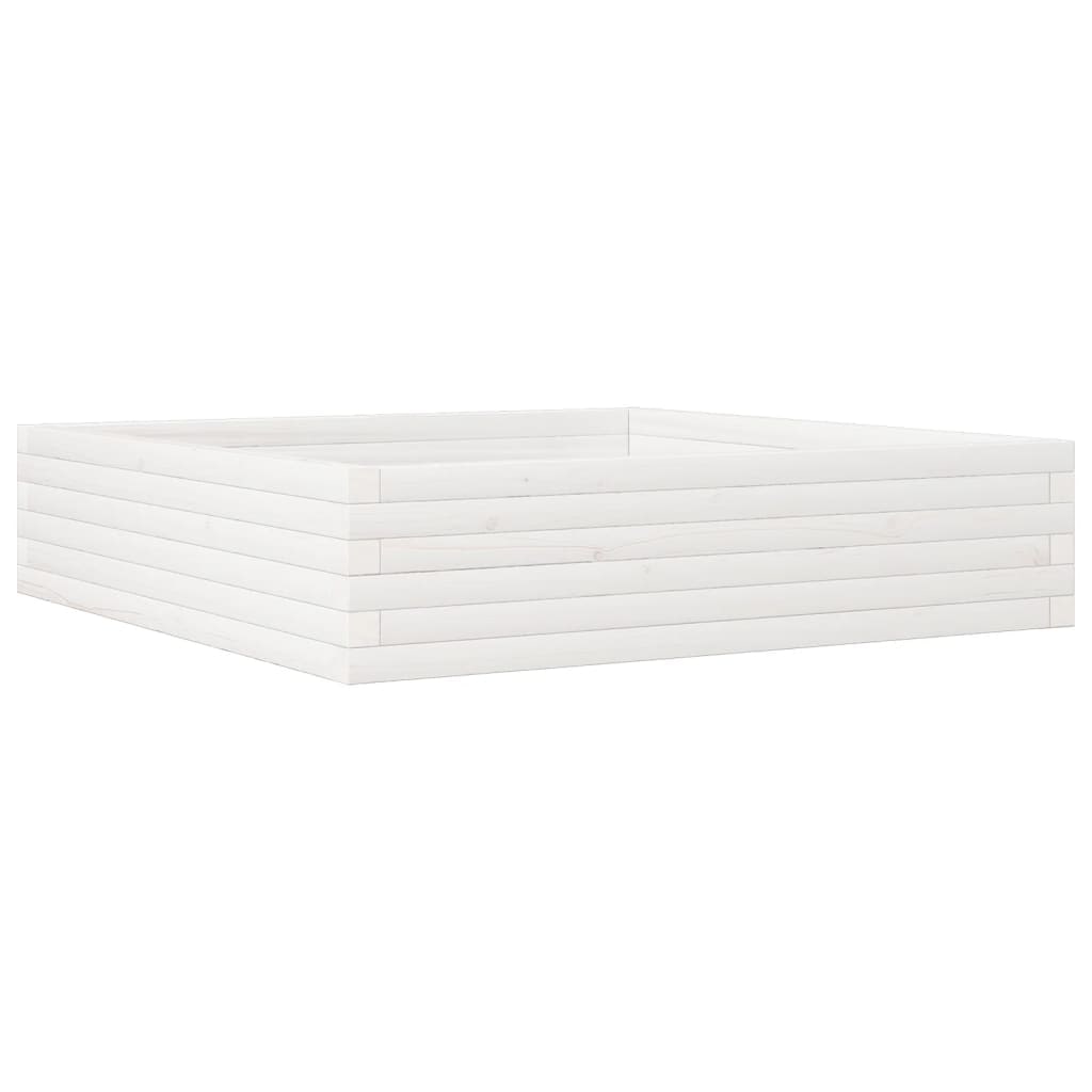 vidaXL Pflanzkübel Weiß 100x100x23 cm Massivholz Kiefer