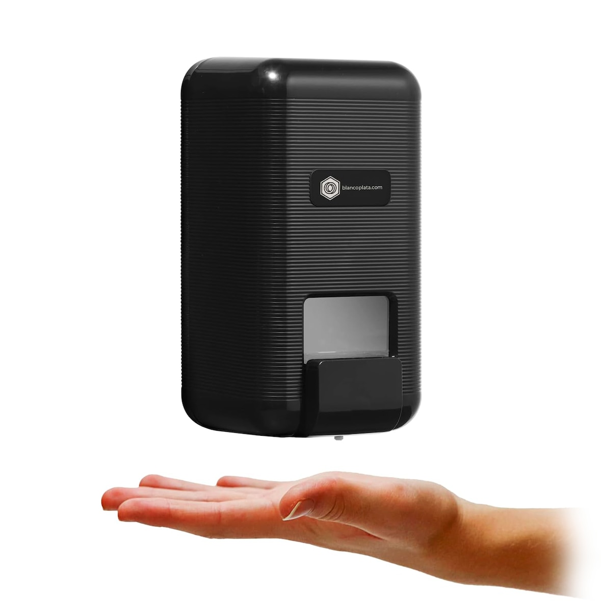 Dispensador de jabón para baño color negro Recargable 1 litro Válvula antigoteo, pulsador ergonómico, Incluye Llave de Seguridad