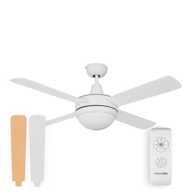 Siroco 4052W Ventilador de Teto Branco-Castanho Pás Reversíveis 132 cm