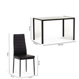 thumbnail of Conjunto de comedor con 4 sillas y mesa rectangular, conjunto de cocina, estilo moderno, tablero de vidrio,sillas de piel sintética-Ettore+Lidia/Negro