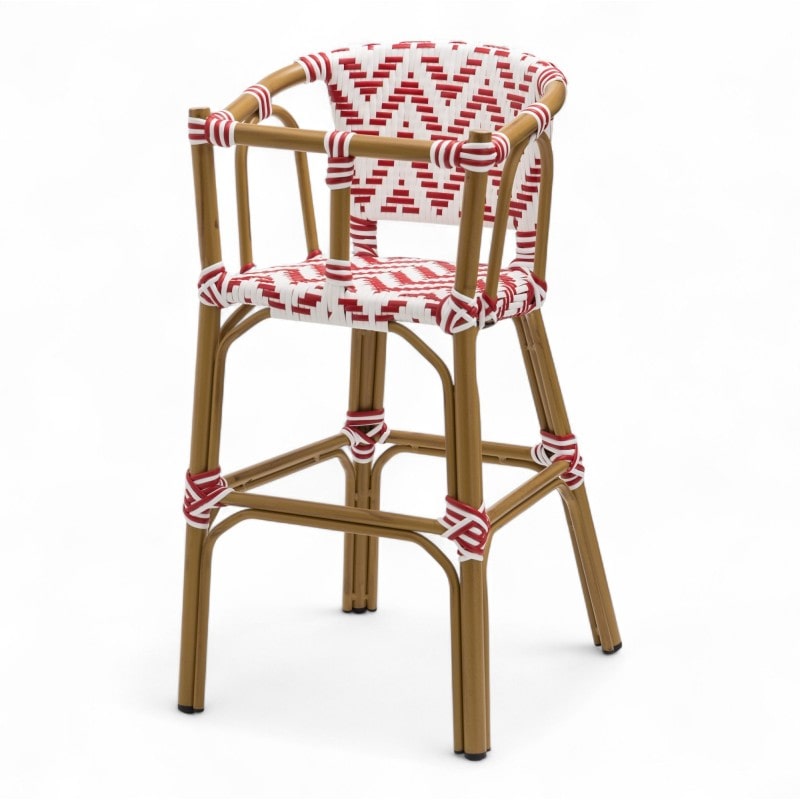 Chaise haute bébé ALMA - Tressage Rouge et Blanc