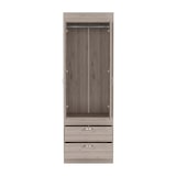 thumbnail of Armario Lisboa en melamina con 2 puertas , 1 estante , 1 barra para colgar ropa y 2 cajones con rieles metalicos , gris , 179 cm  X 59.2 cm  X 48 cm