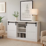 thumbnail of Sideboard HWC-K75, Highboard Regal Schrank Schiebetüre 7 Fächer Holz-Optik Industrial Metall 84x150x40cm ~ weiß