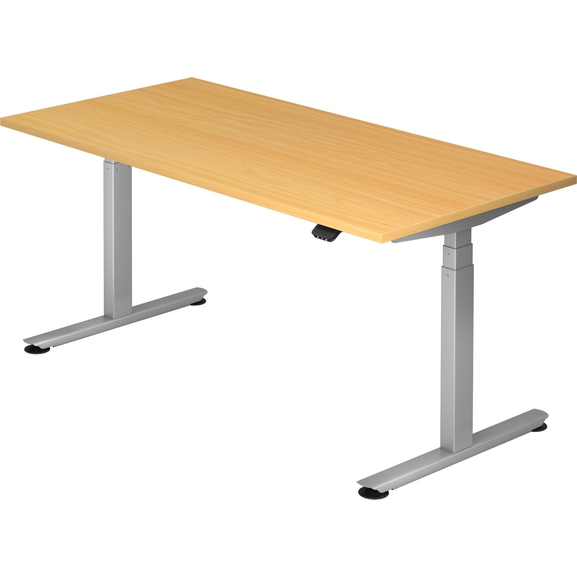 Sitz-Steh-Schreibtisch elektrisch 160x80 -127cm Buche/Silber