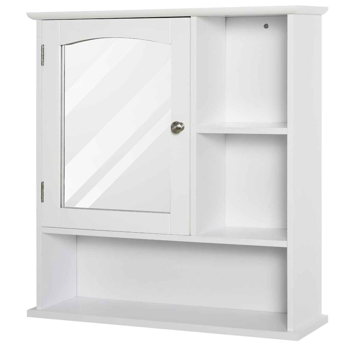 kleankin Gabinete de banheiro com grande espelho de armazenamento com prateleira ajustável interna e prateleiras abertas 60x18x63 cm Branco