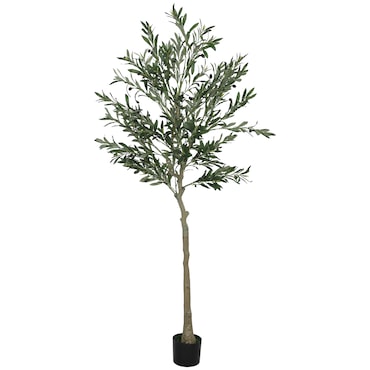 HOMCOM olivo artificial 180 cm planta artificial decorativa grande árbol artificial de interior con 40 aceitunas decoración para hogar oficina verde