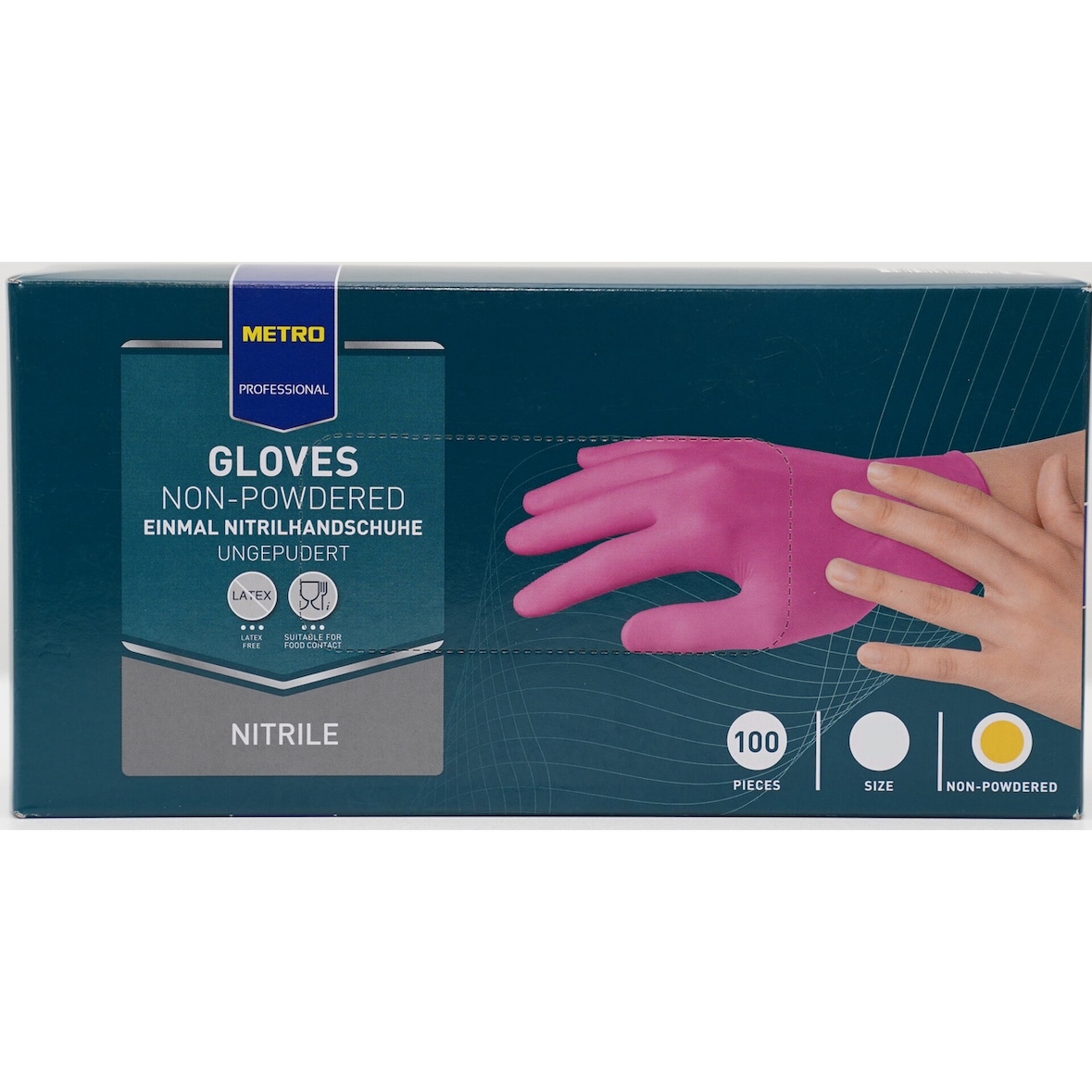 METRO PROFESSIONAL Einmalhandschuhe, Nitril, ungepudert, Größe L, rot, 100 Stück