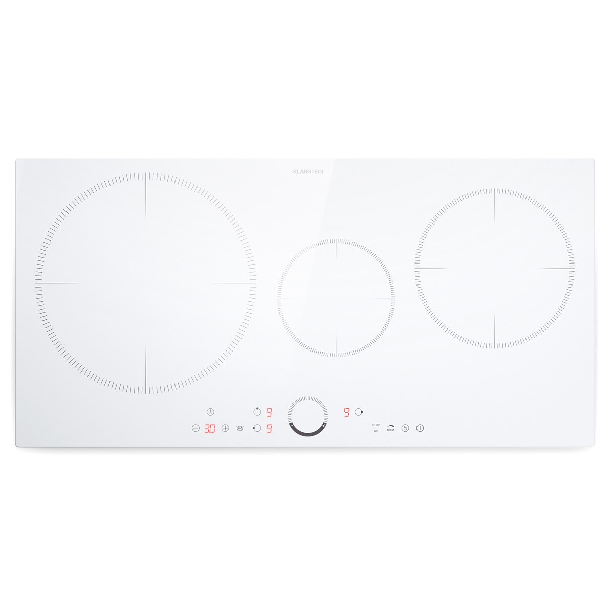 Klarstein Delicatessa 80 Einbaukochfeld Induktion 3 Zonen 6000W Paella-Zone Glaskeramik Weiß