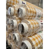 thumbnail of Nappe en toile cirée carreaux jaune – Ronde Ø 110 cm – Livraison roulée sur tube