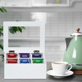 thumbnail of Relaxdays Teebox, 6 Fächer, Bambus, HBT: 9x21,5x16 cm, für Tee & Kaffeepads, Teekasten mit Deckel, staubgeschützt, weiß