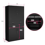 thumbnail of tectake Armoire métallique de classement avec 2 tiroirs 40 x 90 x 180 cm - noir - 402939