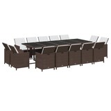 thumbnail of vidaXL 15-tlg. Garten-Essgruppe mit Kissen Poly Rattan Braun