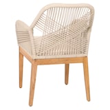 thumbnail of Gartenstuhl | HxBxT 85x58x59 cm | Sitzhöhe 47cm | wetterfest Seilgeflecht Rope Holz Akazie | Beige Kissen Creme-Weiß | Sessel Outdoor Stuhl