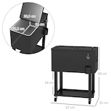 thumbnail of Carro de bebidas refrigerado 56L carro nevera con ruedas abrebotellas y estante para patio fiesta terraza 67x35x80 cm