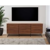 thumbnail of Porta TV HWC-M49, mobile televisione, moderno design 3D, legno massiccio di mango, metallo 52x142x44cm ~ color noce