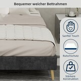 thumbnail of Bett 140x200 Stoffbett modern robust komfortabel langlebig verstellbar Schlafzimmer Kopfteil separat Grau