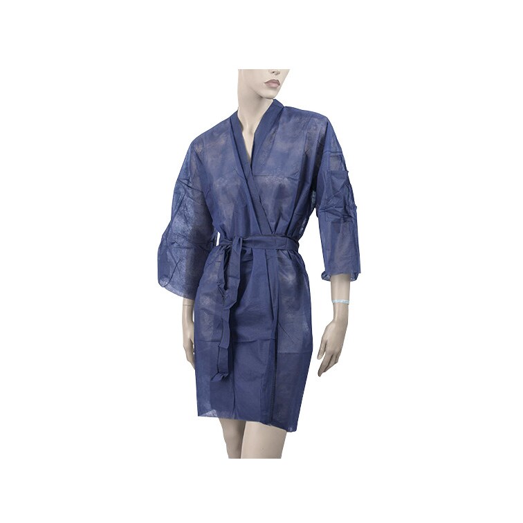 MONOUSO - Einweg Kittel Kimono in TST PP mit Tasche Blau XL (10 Stück)
