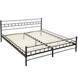 thumbnail of tectake  Cama de casal com cabeceira e pé em aço e estrado de ripas de madeira 200 x 180 cm Preto