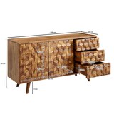 thumbnail of Sideboard  Sheesham Massivholz Anrichte mit Türen & Schubladen : Größe - 141 x 60 x 49 cm