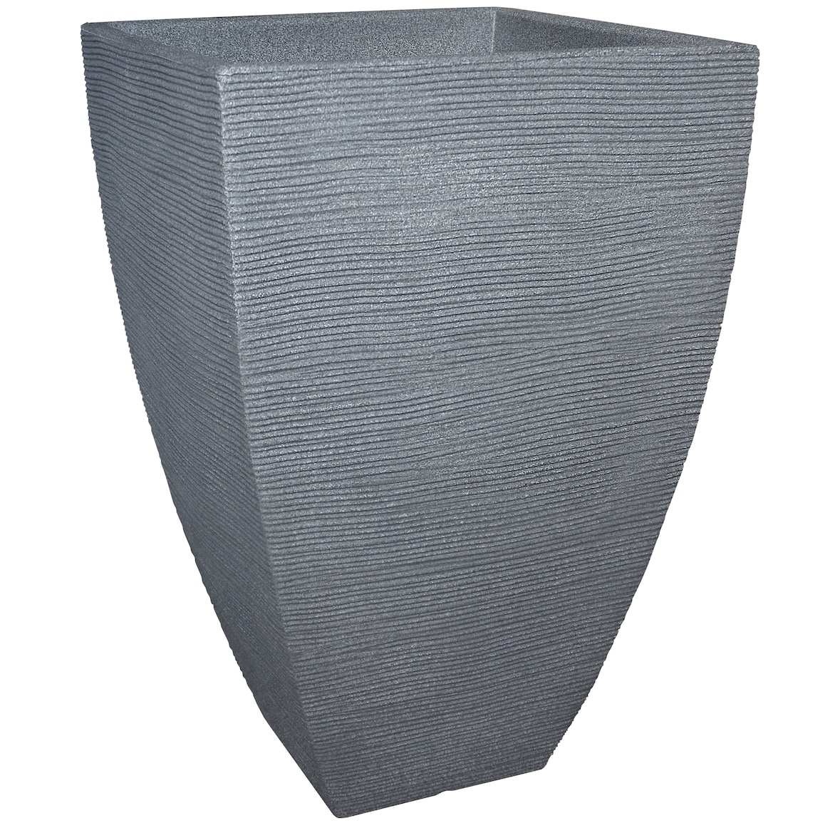 Pflanztopf Rillenstruktur eckig Kunststoff H 60 cm grau