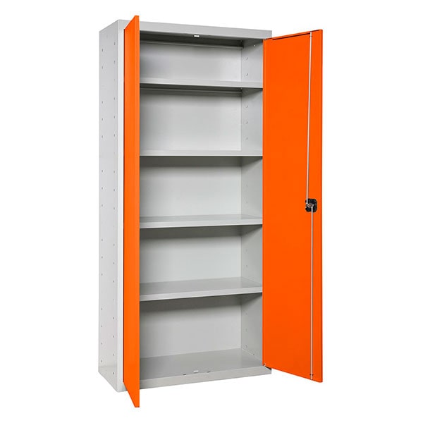 SimonRack Aktenschrank, Mehrzweckschrank, Stahl-Aufbewahrungsschrank, 4 Ebenen, Doppeltüren, Schloss - Simonlocker