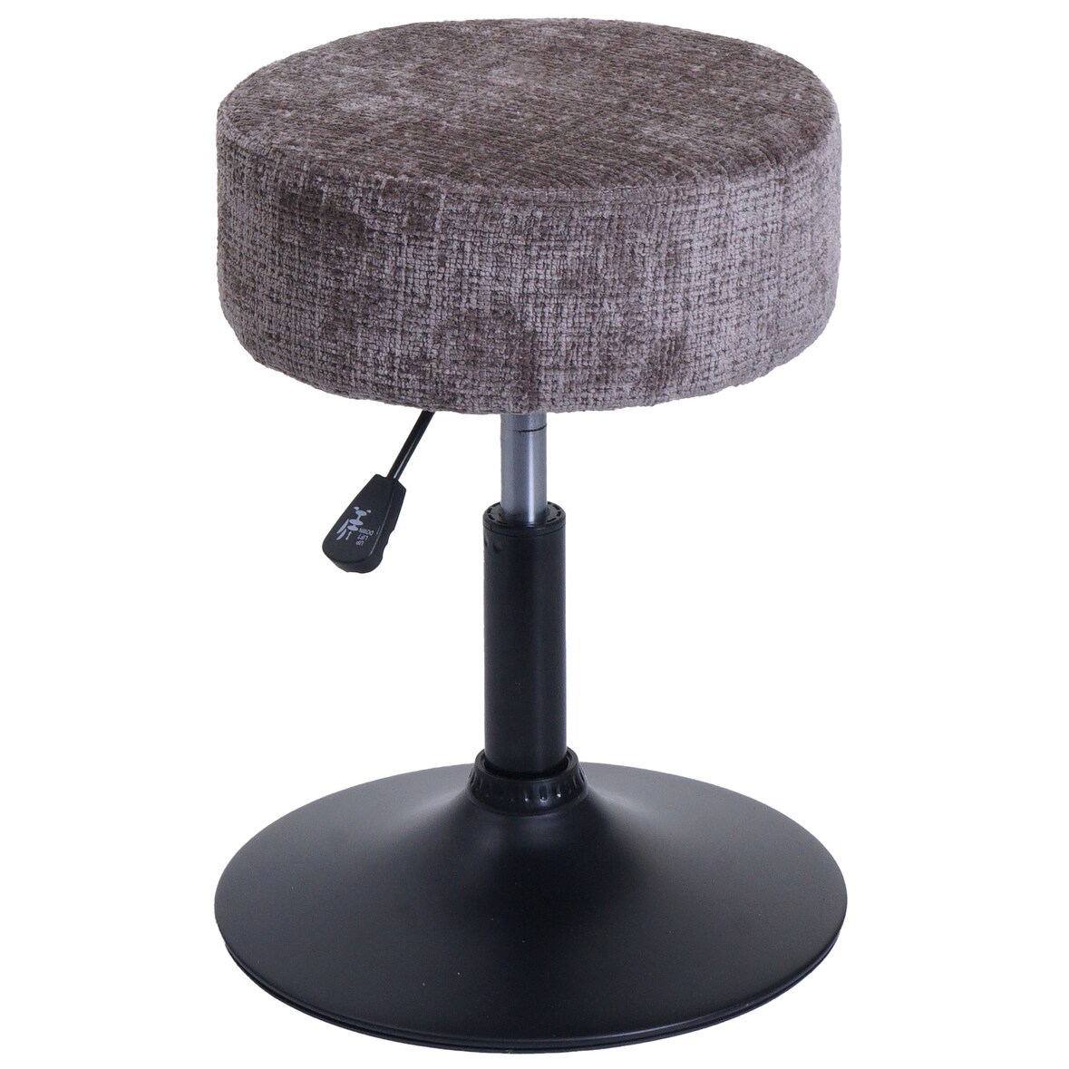 Banco HWC-C22, banco de maquilhagem, giratório regulável em altura Ø 37cm chenille de tecido (465g/m²) FSC® ~ castanho