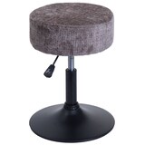 thumbnail of Banco HWC-C22, banco de maquilhagem, giratório regulável em altura Ø 37cm chenille de tecido (465g/m²) FSC® ~ castanho