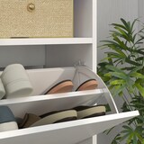 thumbnail of Mueble zapatero de recibidor con luces LED estante abierto y 2 cajones abatibles para 12-16 pares de zapatos 80x24x99,5 cm blanco brillante