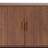 thumbnail of Credenza a 2 ante e 3 cassetti in melamina e acciaio, marrone, 160 cm - Oviala
