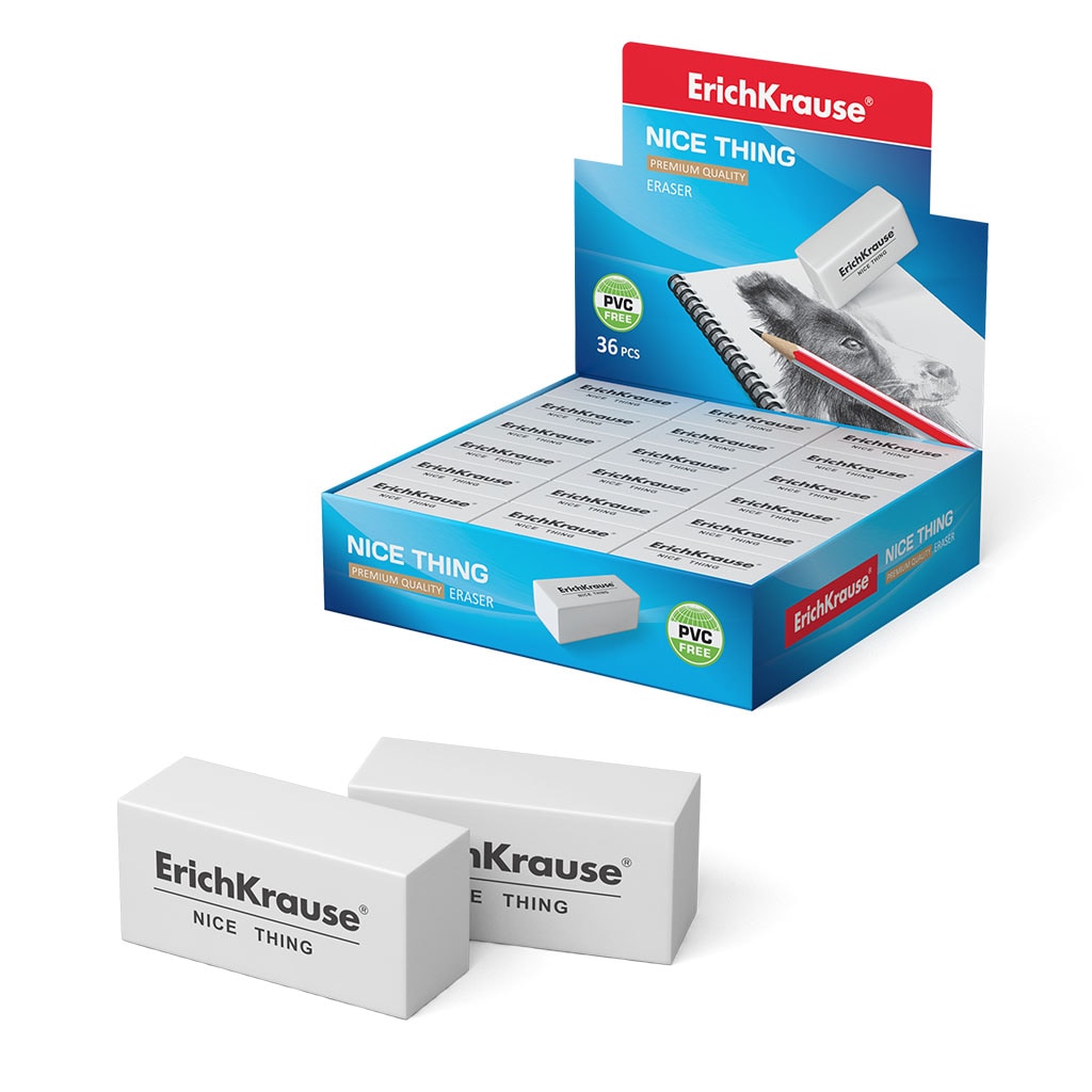 36 Radiergummis weiß 4 x 1,9 x 1,5 cm weicher Radierer Schule, Büro, Atelier