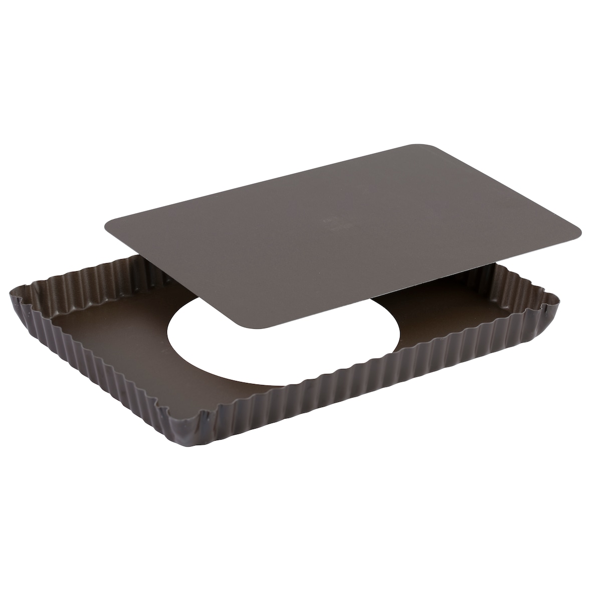 Gobel - Tarte rectangulaire cannelée - antiadhérente - fond mobile - 290x205 mm dim ext / 275x195mm dim int - h25mm - 225810