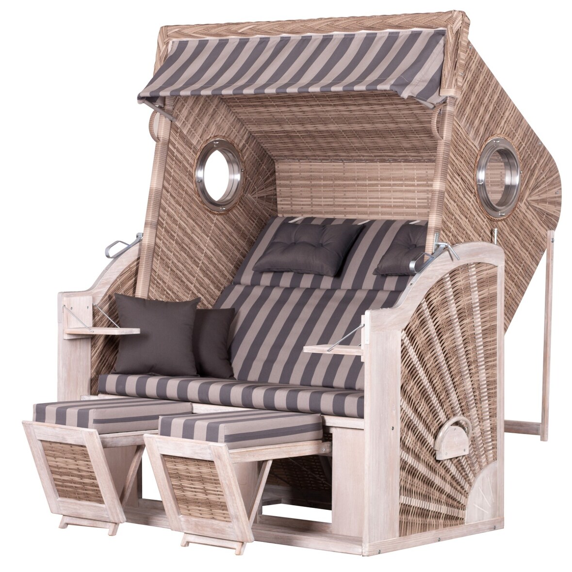 Strandkorb deVries PURE® Cliff XXL SUN - PE white kubu - Dessin 481 - inkl. Schutzhülle