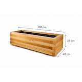 thumbnail of Jardinera rectangular de madera de pino tratada exterior 100x40x35 cm marrón 97 L