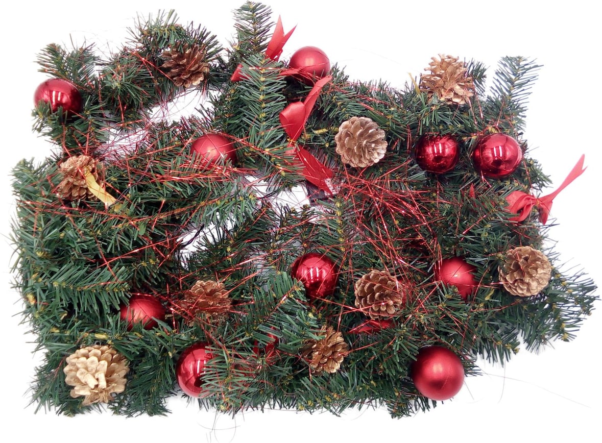 LED Tannengirlande 270cm Weihnachtsdeko Weihnachtsgirlande Girlande Türgirlande warmweiß rot