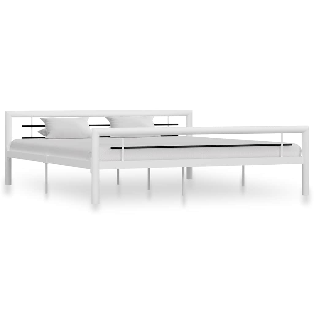vidaXL Bedframe metaal wit en zwart 180x200 cm