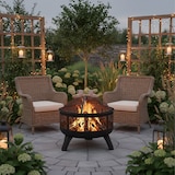 thumbnail of Relaxdays Feuerschale mit Funkenschutz, Garten & Terrasse, mit Schürhaken, Outdoor Feuerkorb, HxD: 60 x 60 cm, schwarz