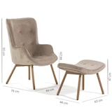 thumbnail of Fluwelen fauteuil met voetenbank, metalen poten met houtlook, met armleuningen, relaxfauteuil voor lezen en woonkamer, elegant – SISSI – Beige