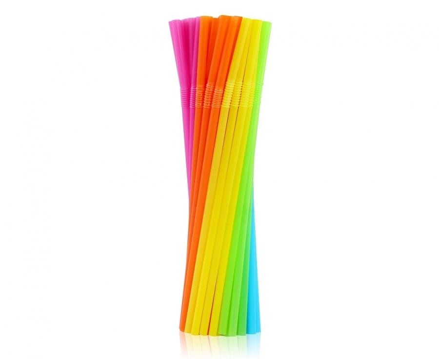500 Mehrweg Plastik Trinkhalme / Strohhalme bunt flexibel 21 cm Ø 0,5 cm