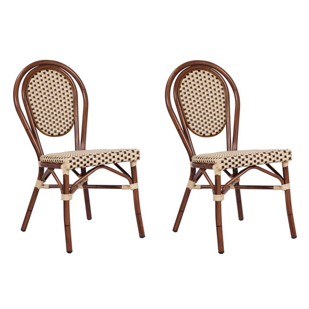 pemora 2-er Set Bistrostuhl Outdoor-Stuhl Terrassenstuhl Balkonstuhl Balkonmöbel BAMBU Bambusoptik beige/braun