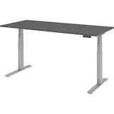 thumbnail of bümö elektrisch höhenverstellbarer Schreibtisch 180x80 cm in graphit, Gestell silber mit Memory-Steuerung, elektrischer Bürotisch höhenverstellbar