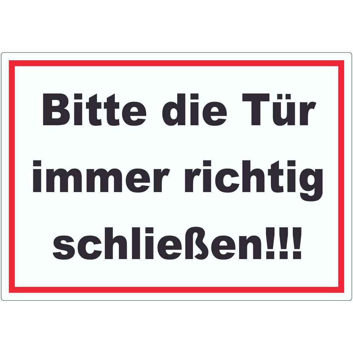 Aufkleber Bitte die Tür immer richtig schwarz-weiss-rot A9 (37x52mm)